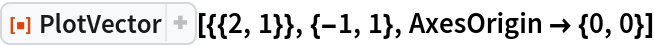 ResourceFunction["PlotVector"][{{2, 1}}, {-1, 1}, AxesOrigin -> {0, 0}]