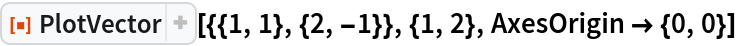 ResourceFunction["PlotVector"][{{1, 1}, {2, -1}}, {1, 2}, AxesOrigin -> {0, 0}]