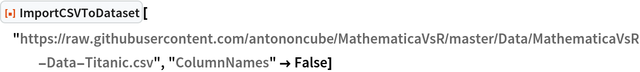 ResourceFunction[
 "ImportCSVToDataset"]["https://raw.githubusercontent.com/antononcube/\
MathematicaVsR/master/Data/MathematicaVsR-Data-Titanic.csv", "ColumnNames" -> False]
