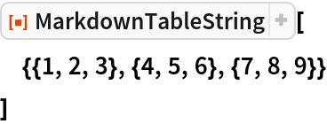 MarkdownTableString | Wolfram Function Repository