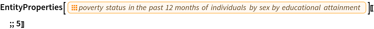 EntityProperties[EntityPropertyClass["CensusTract", "B17003"]][[;; 5]]