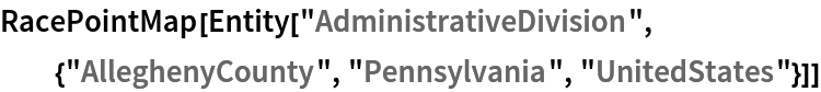 RacePointMap[
 Entity["AdministrativeDivision", {"AlleghenyCounty", "Pennsylvania", "UnitedStates"}]]