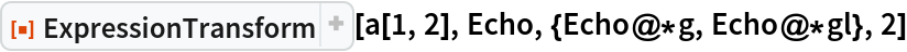 ResourceFunction["ExpressionTransform"][
 a[1, 2], Echo, {Echo@*g, Echo@*gl}, 2]