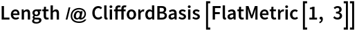 Length /@ CliffordBasis[FlatMetric[1, 3]]