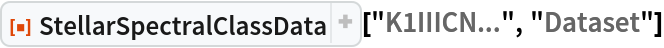 ResourceFunction["StellarSpectralClassData"]["K1IIICN...", "Dataset"]