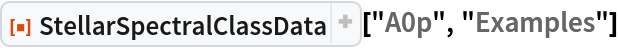 ResourceFunction["StellarSpectralClassData"]["A0p", "Examples"]