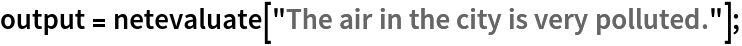 output = netevaluate["The air in the city is very polluted."];