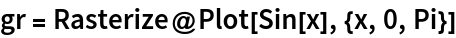 gr = Rasterize@Plot[Sin[x], {x, 0, Pi}]