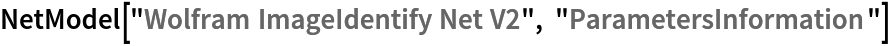 NetModel["Wolfram ImageIdentify Net V2", "ParametersInformation"]