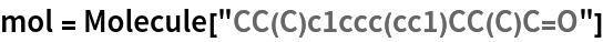 mol = Molecule["CC(C)c1ccc(cc1)CC(C)C=O"]