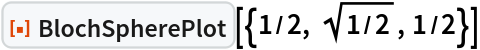 ResourceFunction["BlochSpherePlot"][{1/2, Sqrt[1/2], 1/2}]