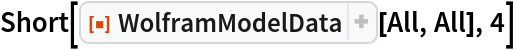 Short[ResourceFunction["WolframModelData"][All, All], 4]