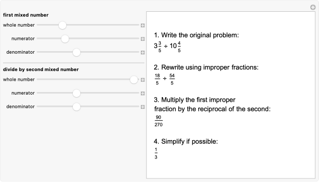 Dividing Mixed Fractions With Whole Numbers