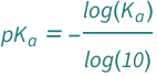 QuantityVariable[Subscript["pK", "a"], "Unitless"] == -(Log[QuantityVariable[Subscript["K", "a"], "Unitless"]]/Log[10])