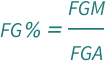 QuantityVariable["FG%", "Unitless"] == QuantityVariable["FGM", "Unitless"]/QuantityVariable["FGA", "Unitless"]