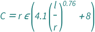 QuantityVariable["C", "ElectricCapacitance"] == (8 + 4.1*(QuantityVariable["l", "Length"]/QuantityVariable["r", "Radius"])^0.76)*QuantityVariable["r", "Radius"]*QuantityVariable["ε", "ElectricPermittivity"]