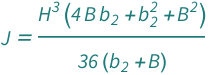 QuantityVariable["J", "SecondMomentOfArea"] == (QuantityVariable["H", "Height"]^3*(QuantityVariable["B", "Length"]^2 + 4*QuantityVariable["B", "Length"]*QuantityVariable[Subscript["b", "2"], "Length"] + QuantityVariable[Subscript["b", "2"], "Length"]^2))/(36*(QuantityVariable["B", "Length"] + QuantityVariable[Subscript["b", "2"], "Length"]))