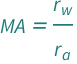 QuantityVariable["MA", "Unitless"] == QuantityVariable[Subscript["r", "w"], "Length"]/QuantityVariable[Subscript["r", "a"], "Length"]
