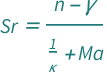 QuantityVariable["Sr", "StrouhalNumber"] == (QuantityVariable["n", "Unitless"] - QuantityVariable["γ", "Unitless"])/(QuantityVariable["Ma", "MachNumber"] + QuantityVariable["κ", "Unitless"]^(-1))