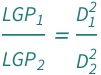 QuantityVariable[Subscript["LGP", "1"]/Subscript["LGP", "2"], "Unitless"] == QuantityVariable[Subscript["D", "1"], "Diameter"]^2/QuantityVariable[Subscript["D", "2"], "Diameter"]^2